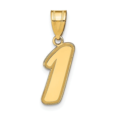14k Yellow Gold Polished Finish Script Design Number 1 Charm Pendant