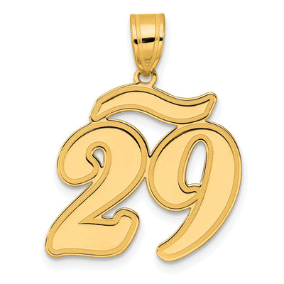 14k Yellow Gold Polished Finish Script Design Number 29 Charm Pendant
