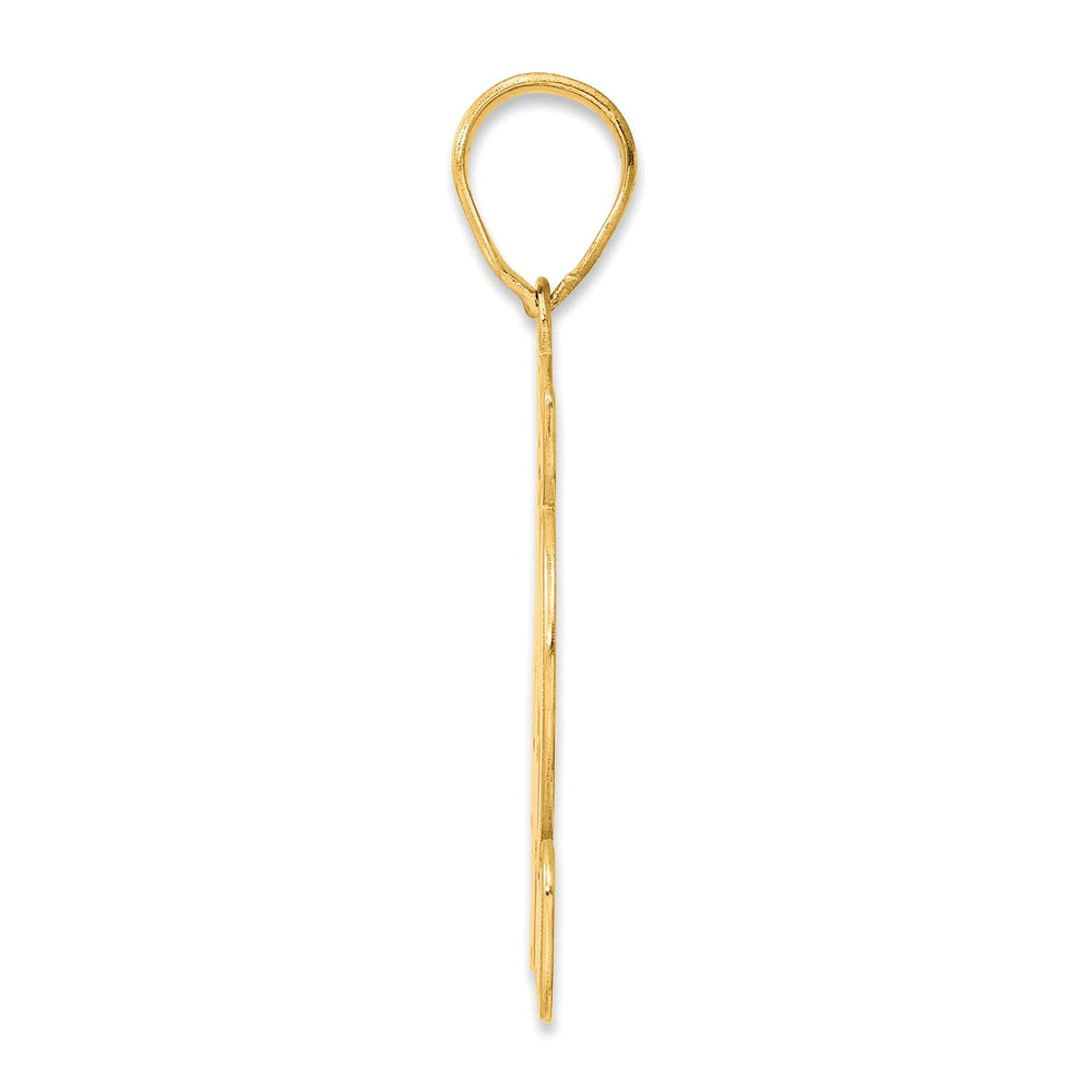 14k Yellow Gold Polished Finish Script Design Number 42 Charm Pendant