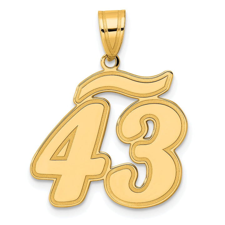 14k Yellow Gold Polished Finish Script Design Number 43 Charm Pendant