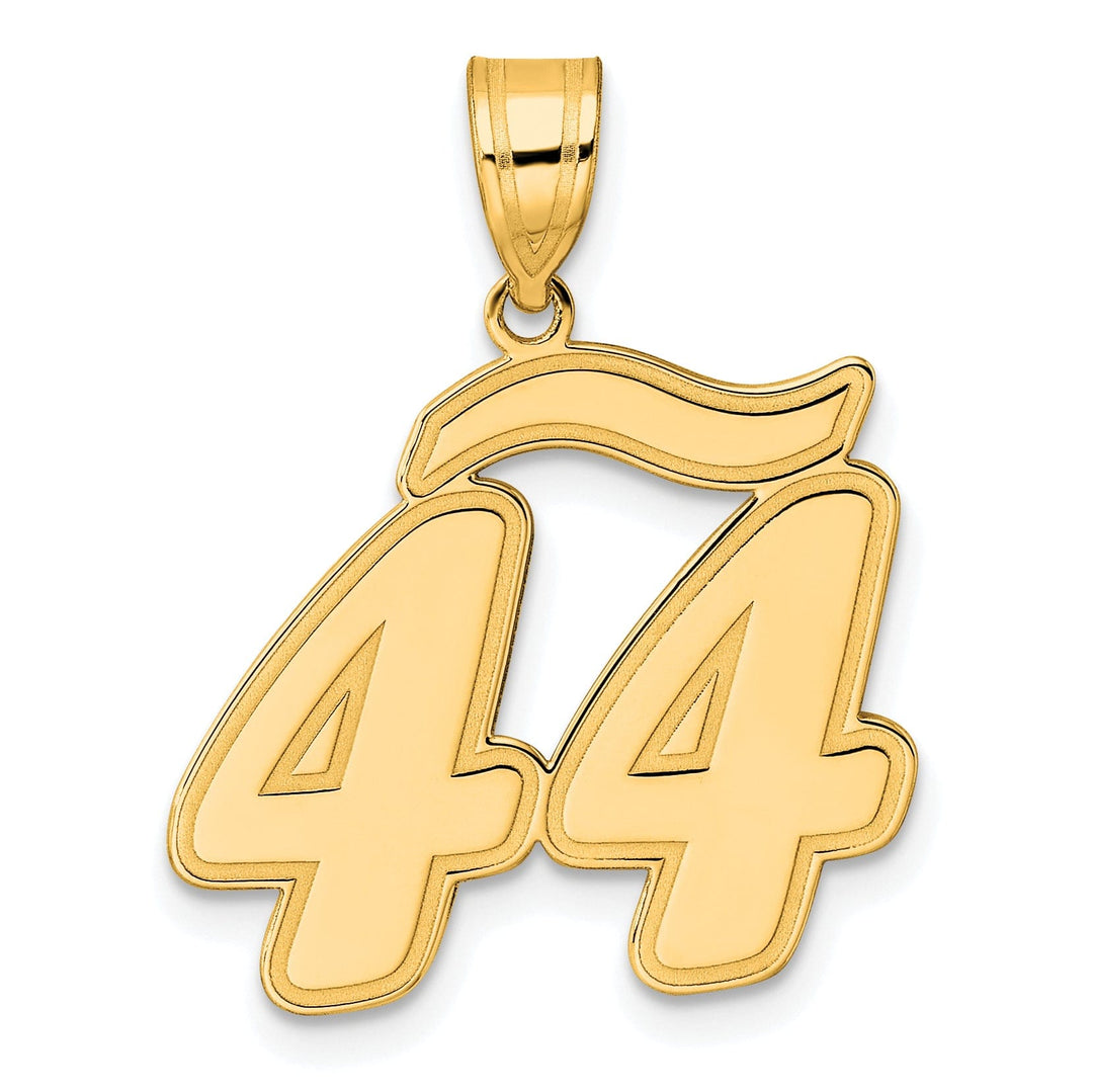 14k Yellow Gold Polished Finish Script Design Number 44 Charm Pendant