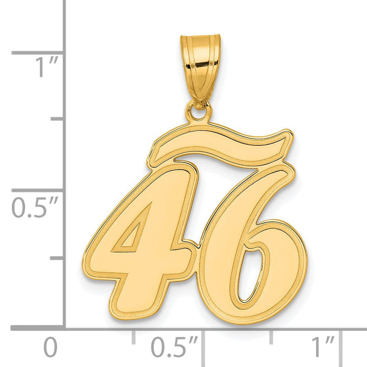 14k Yellow Gold Polished Finish Script Design Number 46 Charm Pendant