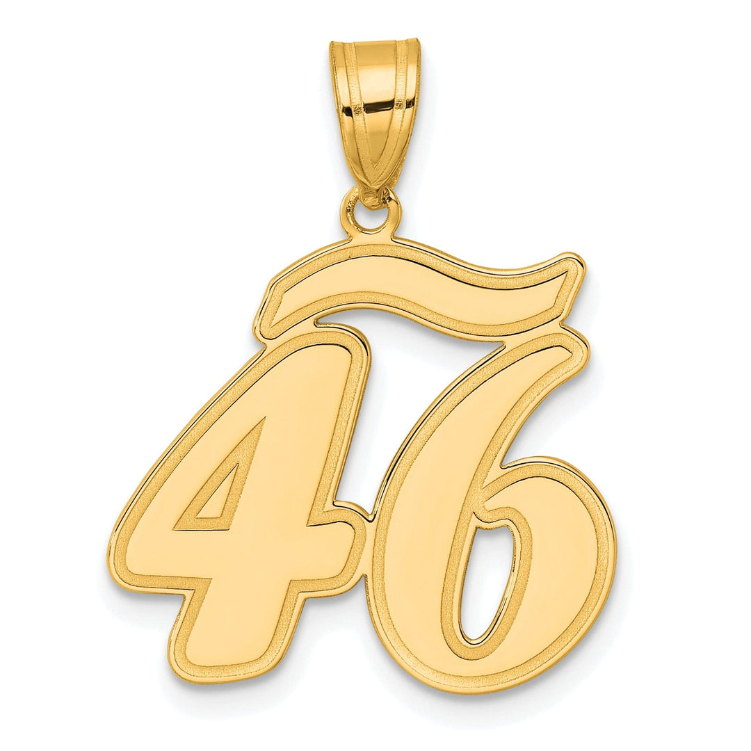 14k Yellow Gold Polished Finish Script Design Number 46 Charm Pendant