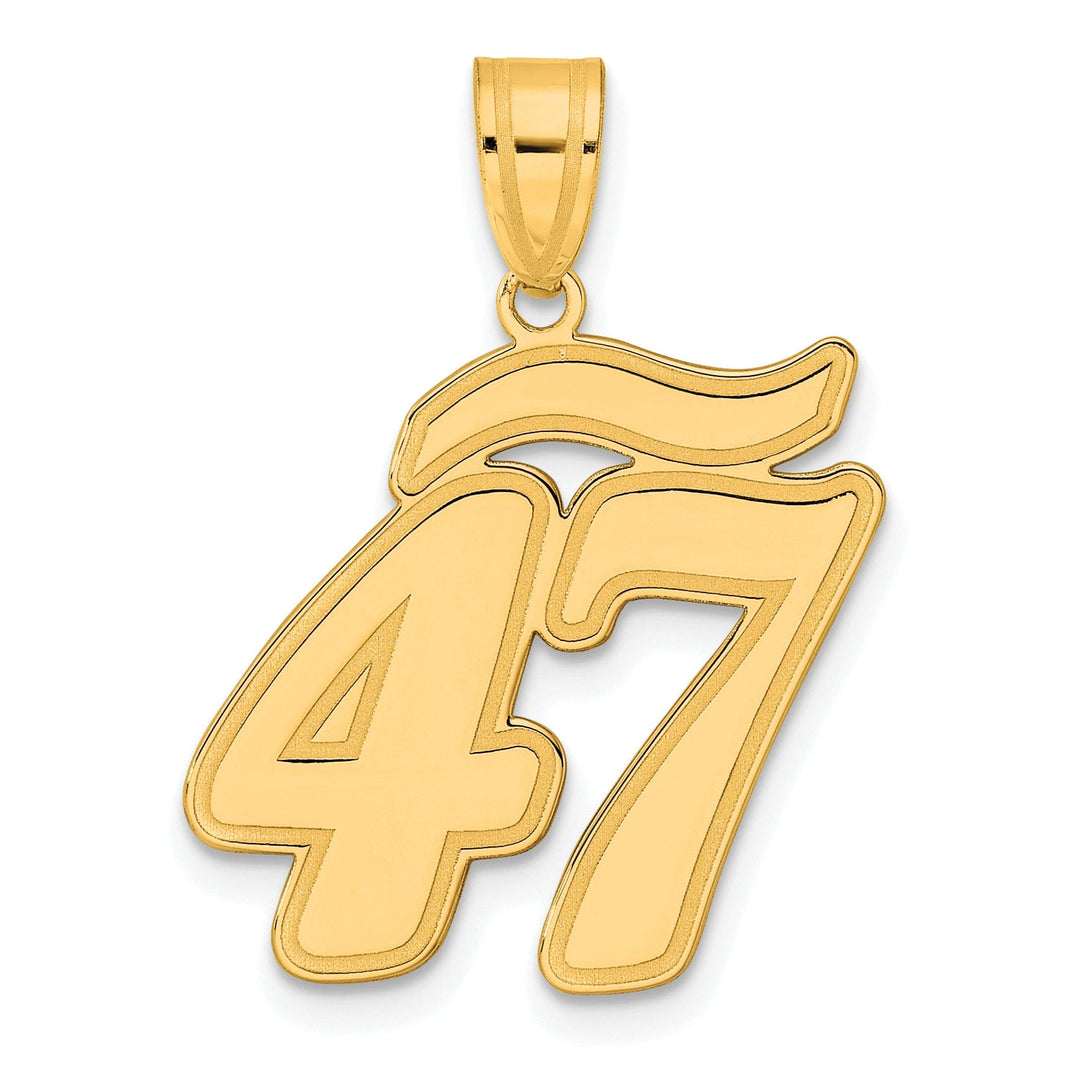 14k Yellow Gold Polished Finish Script Design Number 47 Charm Pendant