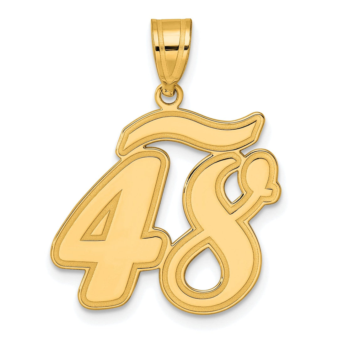 14k Yellow Gold Polished Finish Script Design Number 48 Charm Pendant