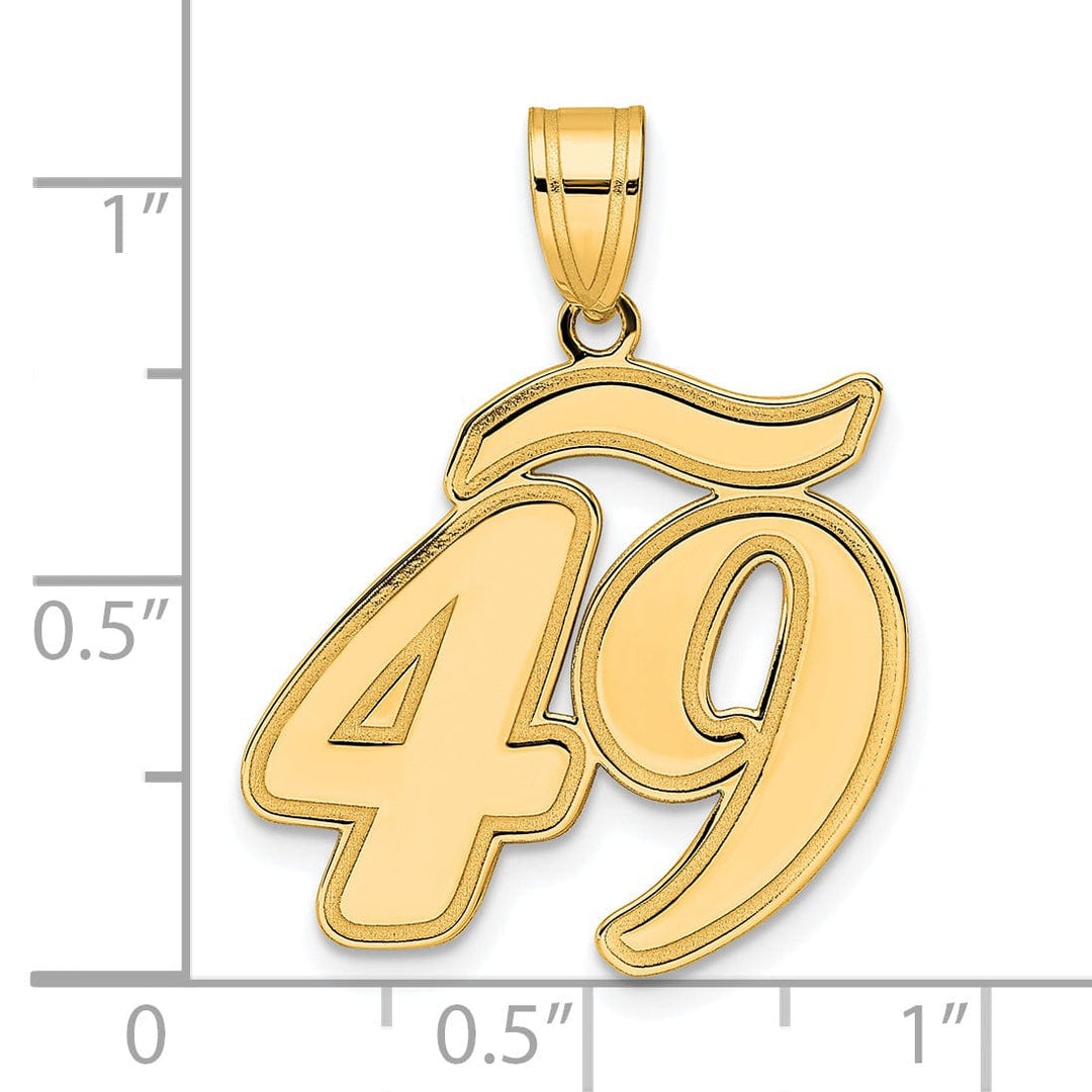 14k Yellow Gold Polished Finish Script Design Number 49 Charm Pendant
