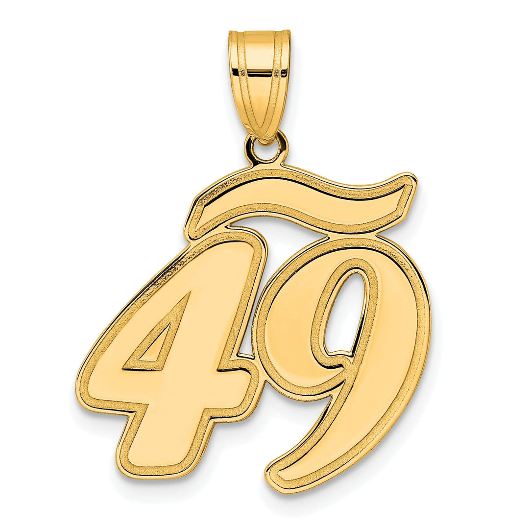 14k Yellow Gold Polished Finish Script Design Number 49 Charm Pendant