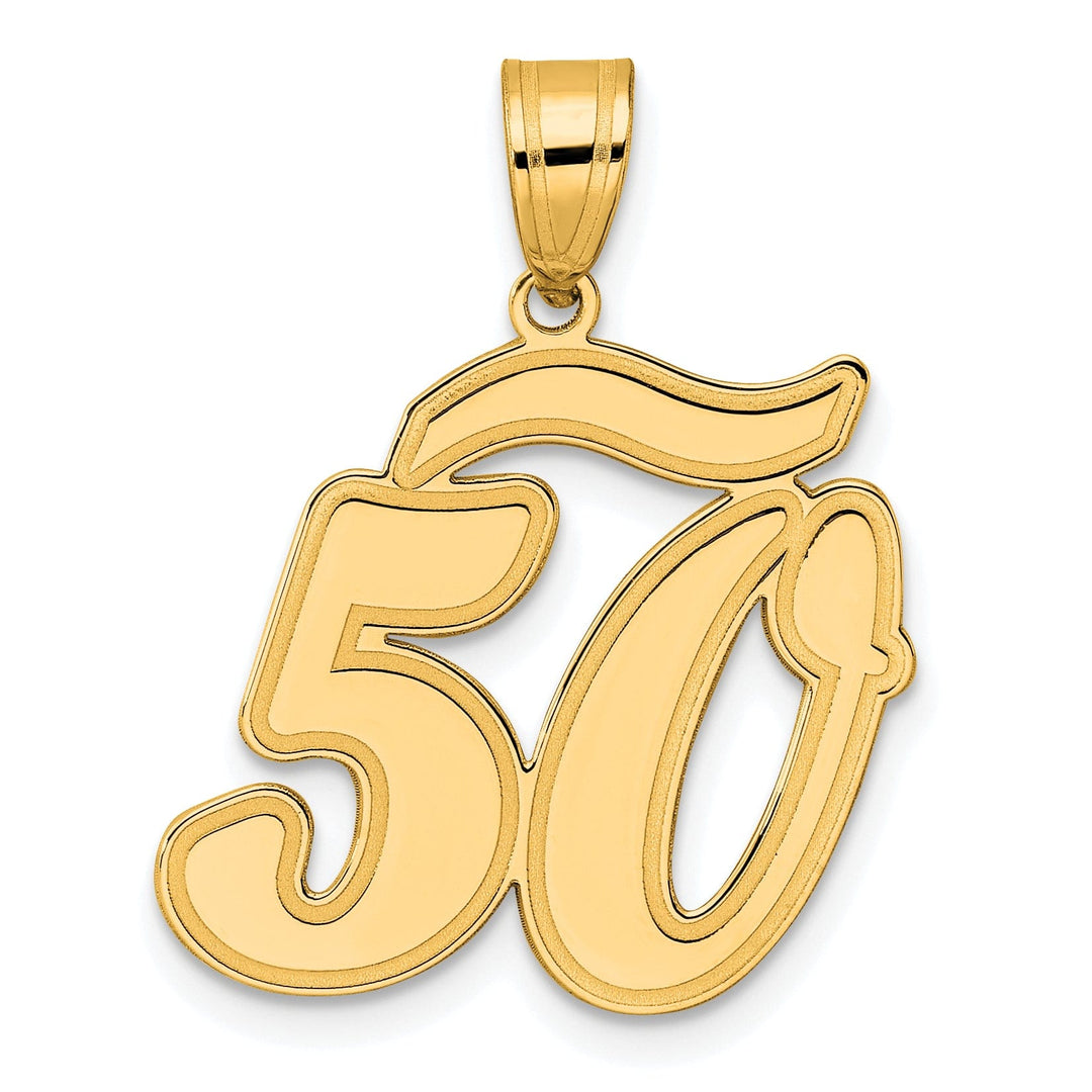 14k Yellow Gold Polished Finish Script Design Number 50 Charm Pendant