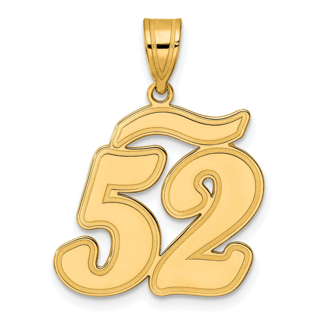 14k Yellow Gold Polished Finish Script Design Number 52 Charm Pendant