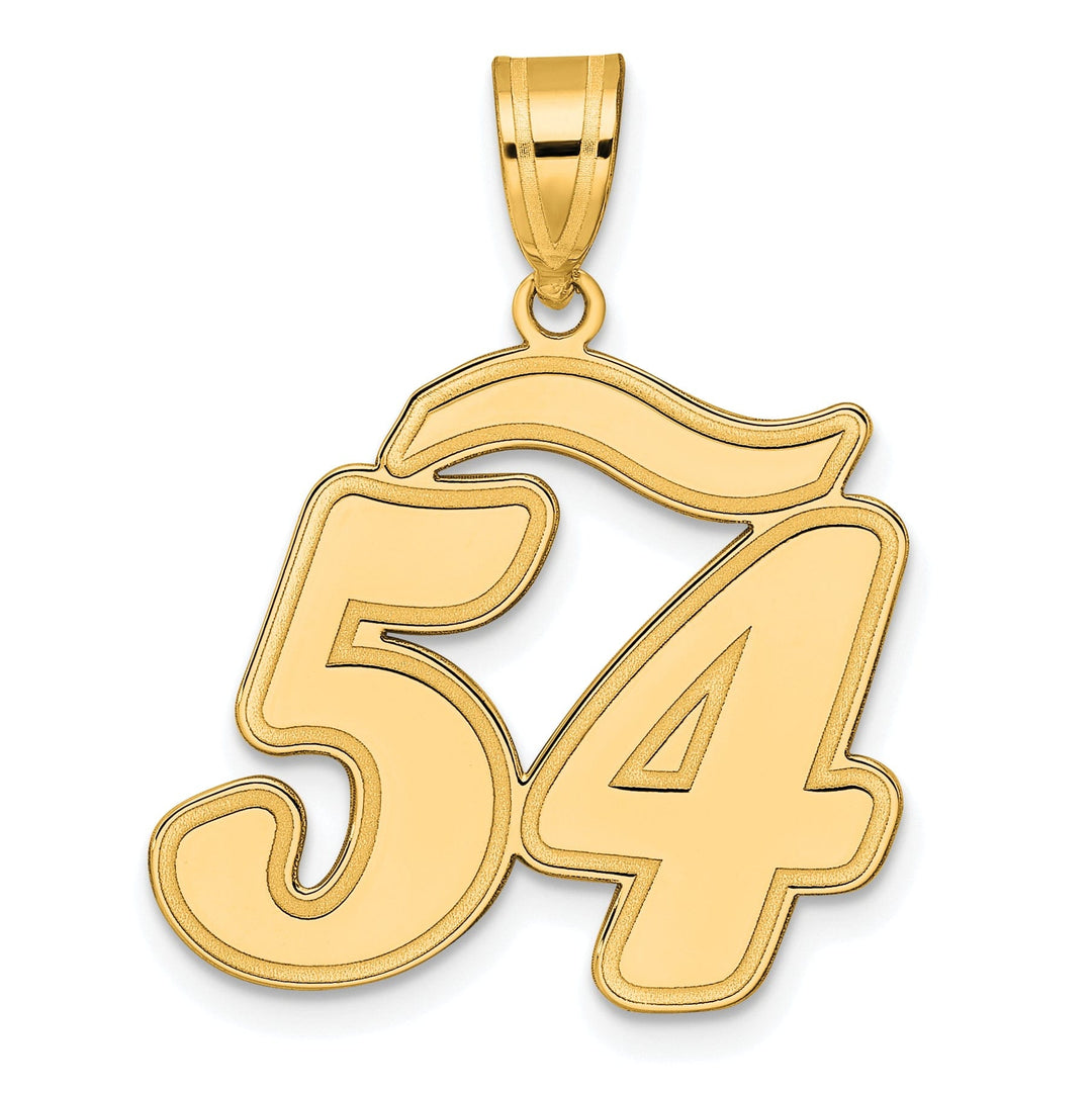 14k Yellow Gold Polished Finish Script Design Number 54 Charm Pendant
