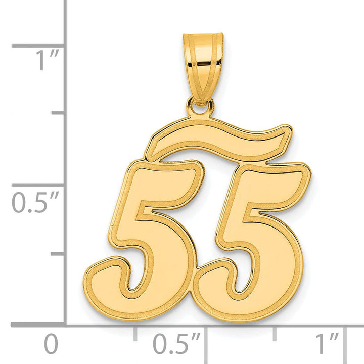 14k Yellow Gold Polished Finish Script Design Number 55 Charm Pendant