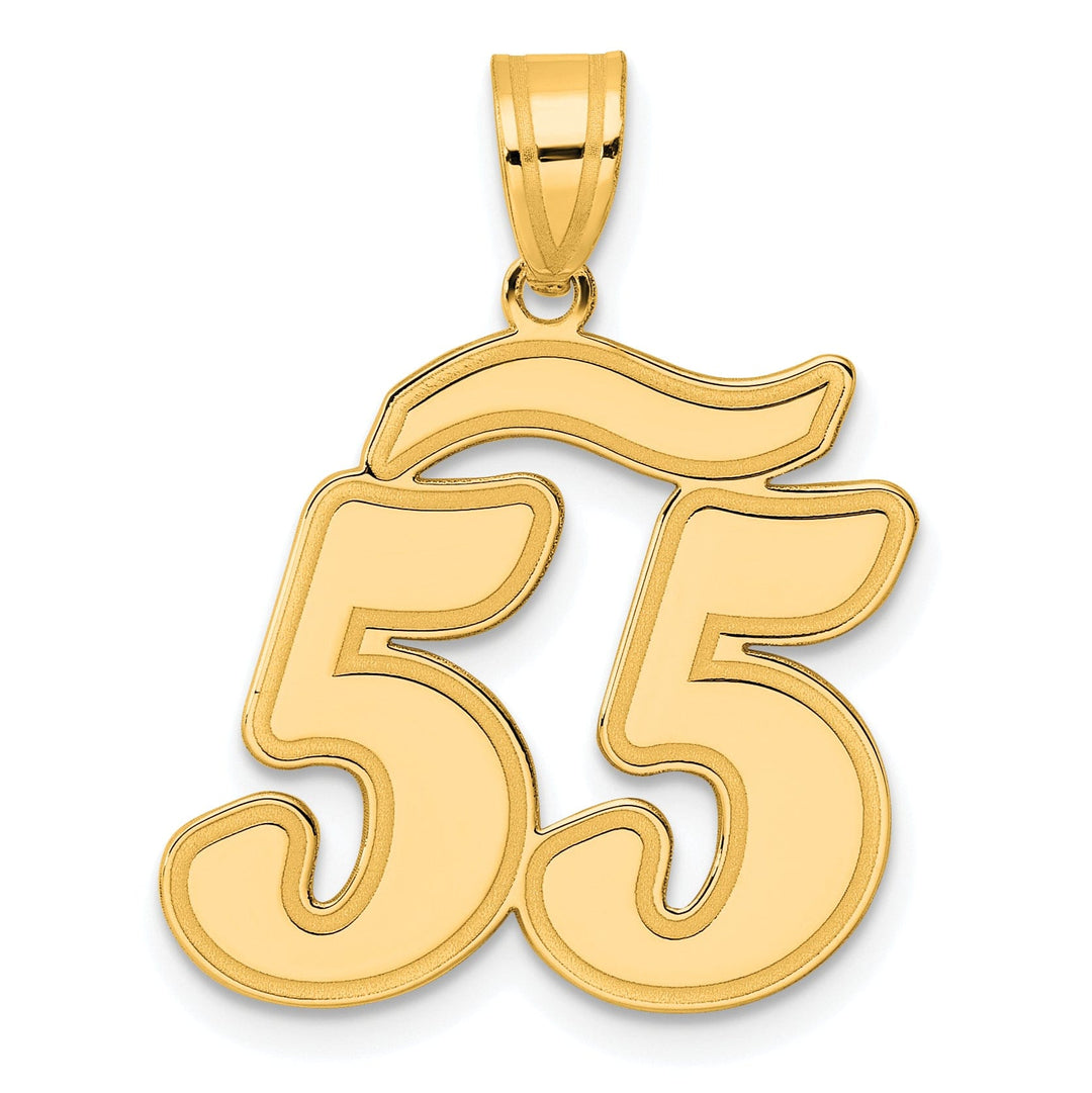 14k Yellow Gold Polished Finish Script Design Number 55 Charm Pendant