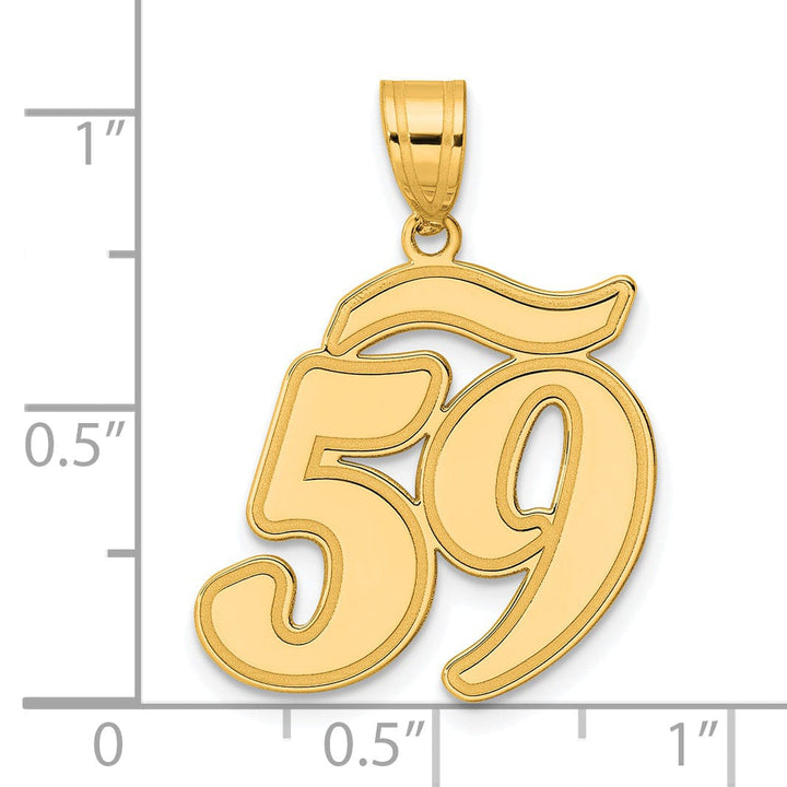 14k Yellow Gold Polished Finish Script Design Number 59 Charm Pendant