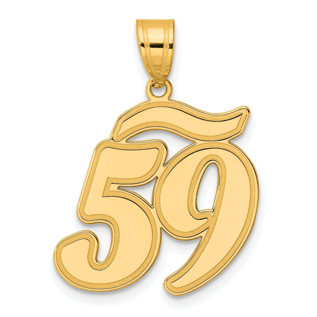 14k Yellow Gold Polished Finish Script Design Number 59 Charm Pendant