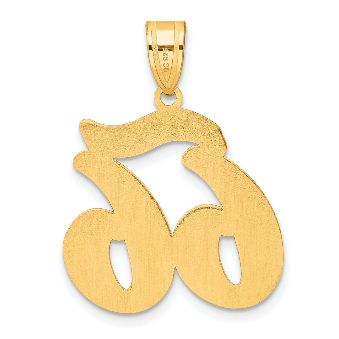 14k Yellow Gold Polished Finish Script Design Number 66 Charm Pendant