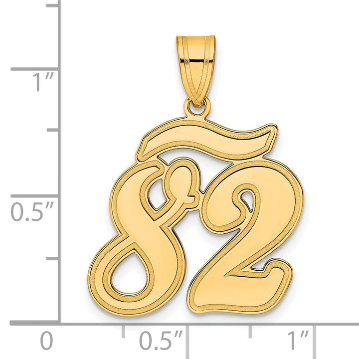 14k Yellow Gold Polished Finish Script Design Number 82 Charm Pendant