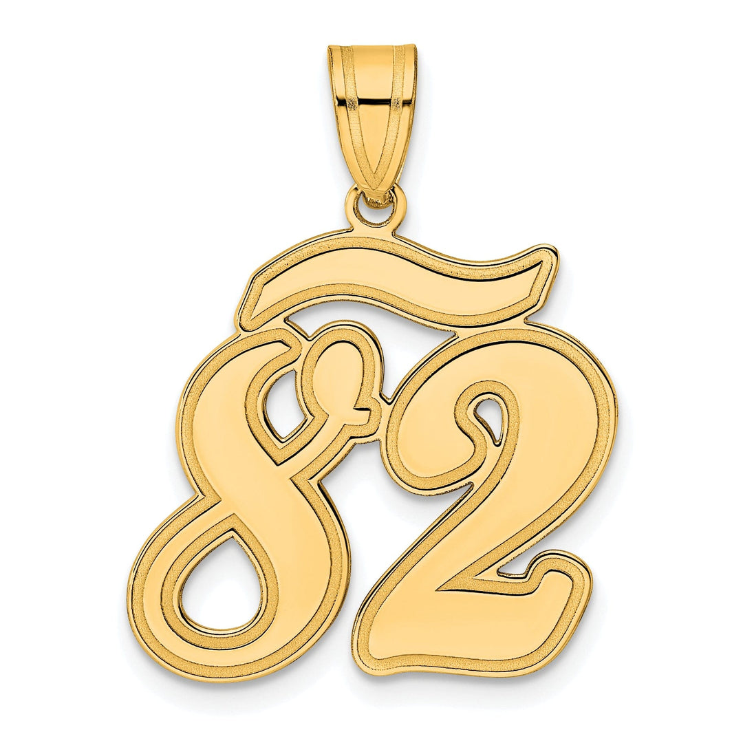 14k Yellow Gold Polished Finish Script Design Number 82 Charm Pendant