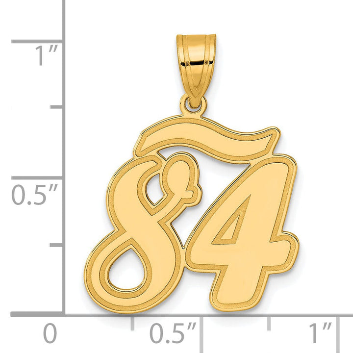 14k Yellow Gold Polished Finish Script Design Number 84 Charm Pendant