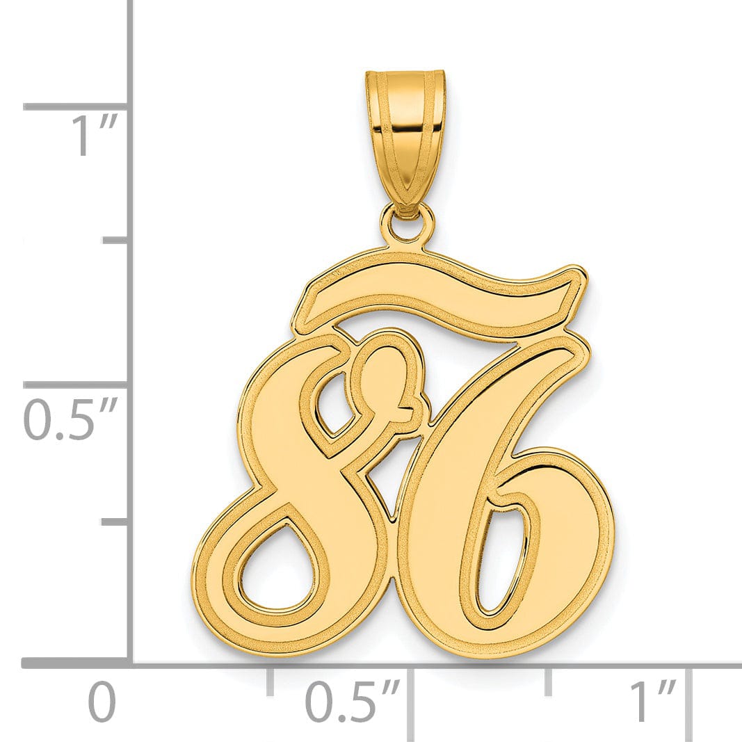 14k Yellow Gold Polished Finish Script Design Number 86 Charm Pendant