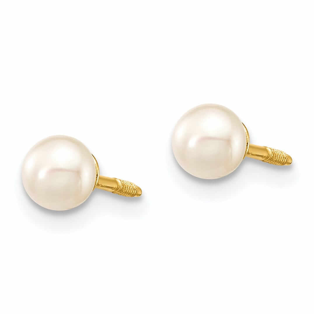14k Baby Pearl Set Bracelet Screwback Earrings