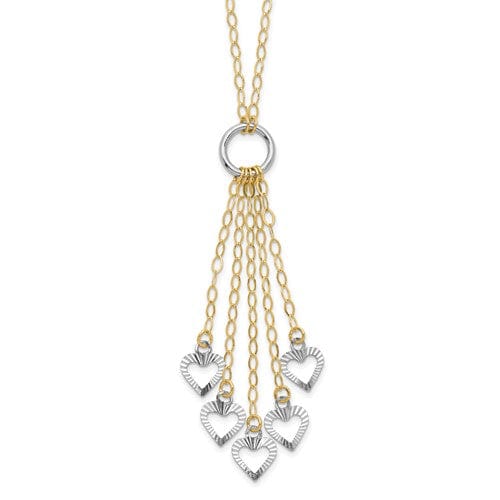 14K Two-Tone Gold Adjustable Heart Drop Necklace