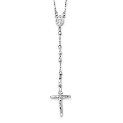 14k White Gold 24 inch Beaded Rosary Necklace at $ 782.94 only from Jewelryshopping.com