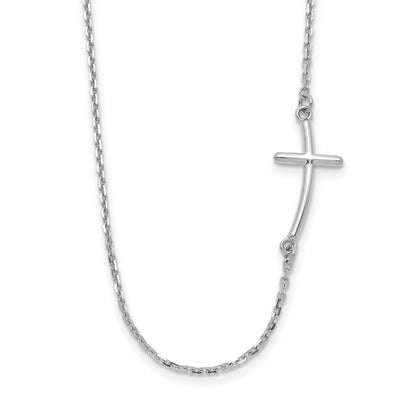 14k White Small Sideways Curved Cross Necklace at $ 390.83 only from Jewelryshopping.com