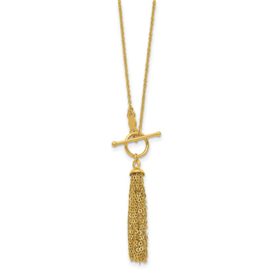 14K Yellow Gold Solid Tassel Toggle Pendant Design with 18-inch Cable Chain Trendy Necklace Set at $ 348.42 only from Jewelryshopping.com