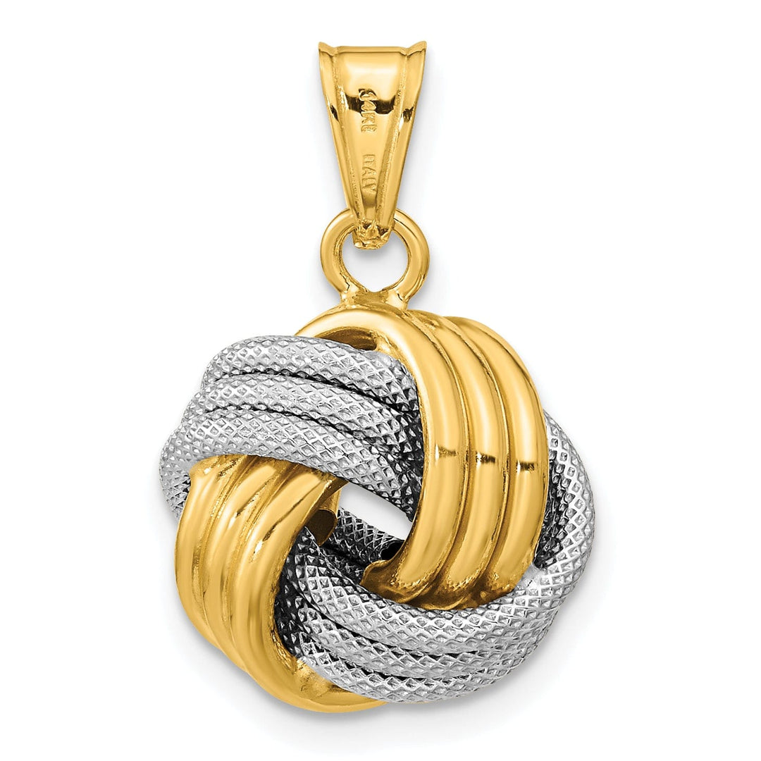 14k Two Tone Gold Polished Love Knot Pendant