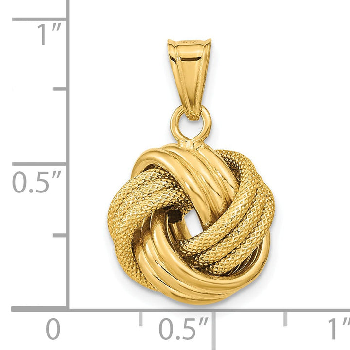 14k Yellow Gold Textured Love Knot Pendant