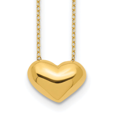 14k Yellow Gold Polished Finish Hollow Puffed Heart Pendant Design in a 18 inch Cable Chain Necklace Set at $ 156.35 only from Jewelryshopping.com