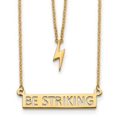 14k Yellow Gold Polished Finish Solid Two-Strand Lightning & Be Striking Bar Design in a 17-inch Cable Chain Necklace Set at $ 351.32 only from Jewelryshopping.com