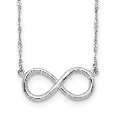 14K White Polished Finish Infinity Design Pendant in a 16.75-Inch Singapore Chain Necklace Set at $ 163.57 only from Jewelryshopping.com