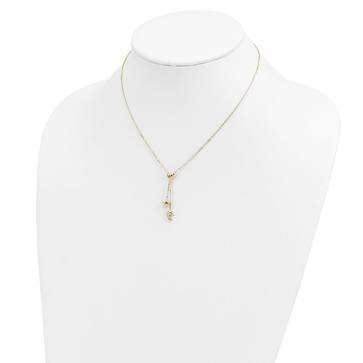 14k Yellow Gold Polished Finish Heart, Star & Dolphin Fancy Pendant in a 16-inch Cable Chain Y-Necklace Set
