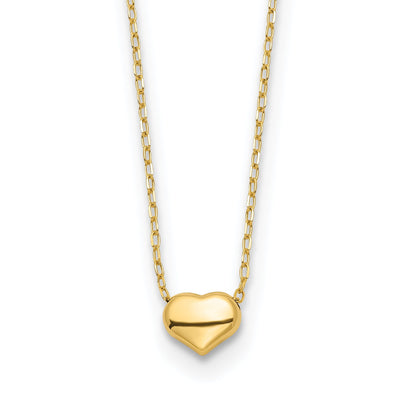 14k Yellow Gold Polished Finish Hollow Puff Heart with 16.5-inch Cable Chain Necklace at $ 100.73 only from Jewelryshopping.com