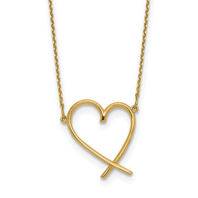 14K Yellow Gold Polished Polished Finish Open Heart Design 18-inch cable chain with 2-in ext Necklace at $ 272.32 only from Jewelryshopping.com