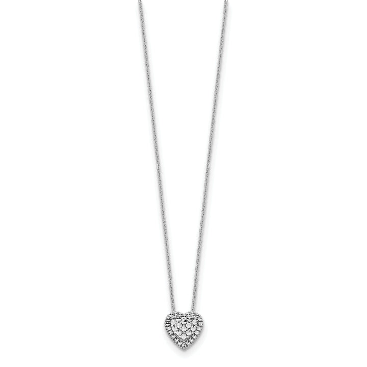 14k White Gold Polished Diamond Cut Finish Fancy Design Heart Slide Pendant in a 18-inch Cable Chain Necklace Set