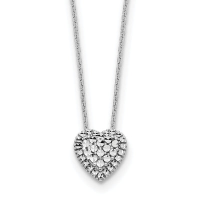 14k White Gold Polished Diamond Cut Finish Fancy Design Heart Slide Pendant in a 18-inch Cable Chain Necklace Set at $ 260.1 only from Jewelryshopping.com