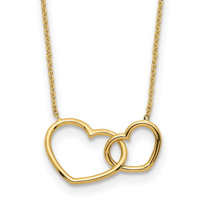 14K Yellow Gold Polished Finish Double Heart in Heart Design Pendant in a 17-inch Cable Chain Necklace Set at $ 242.32 only from Jewelryshopping.com