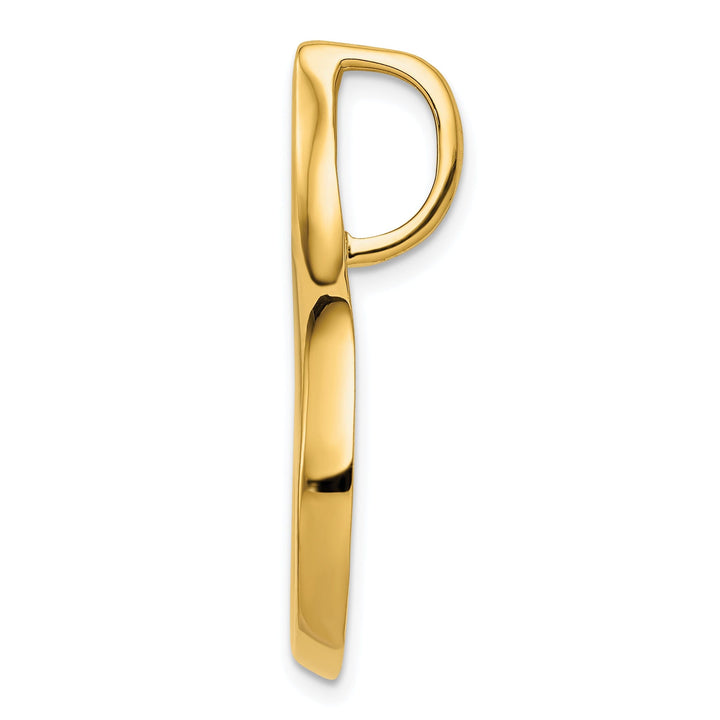14k Yellow Gold Solid Polished Finish Fancy J Shape Design Omega Slide Pendant fits up to 6 mm Omega