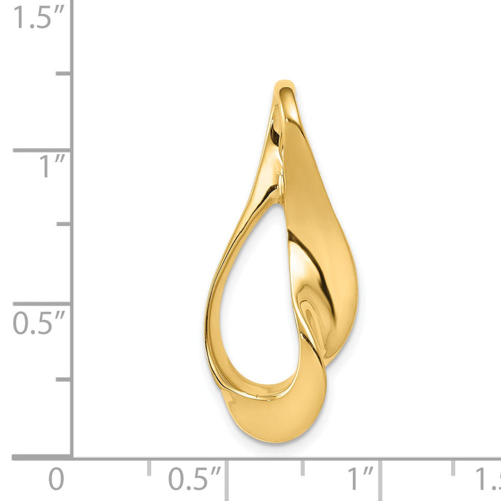 14k Yellow Gold Solid Polished Finish Swirl Fancy Design Reversible Omega Slide Pendant fits upto 6 mm Omega