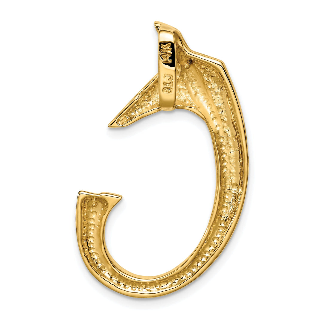 14k Yellow Gold Solid Polished Finish Fancy Omega Design Slide Pendant fits upto 8 mm Omega