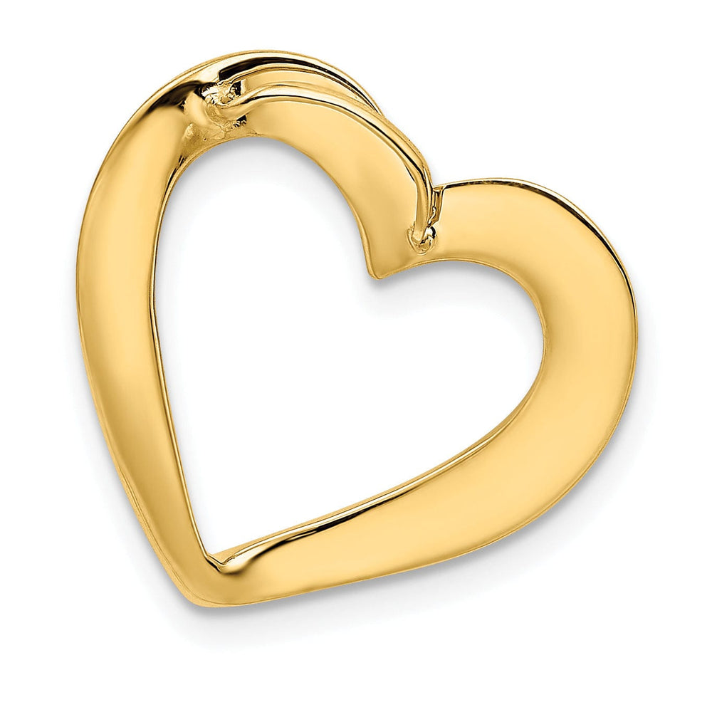 14k Yellow Gold Heart Shape Design Omega Slide Pendant