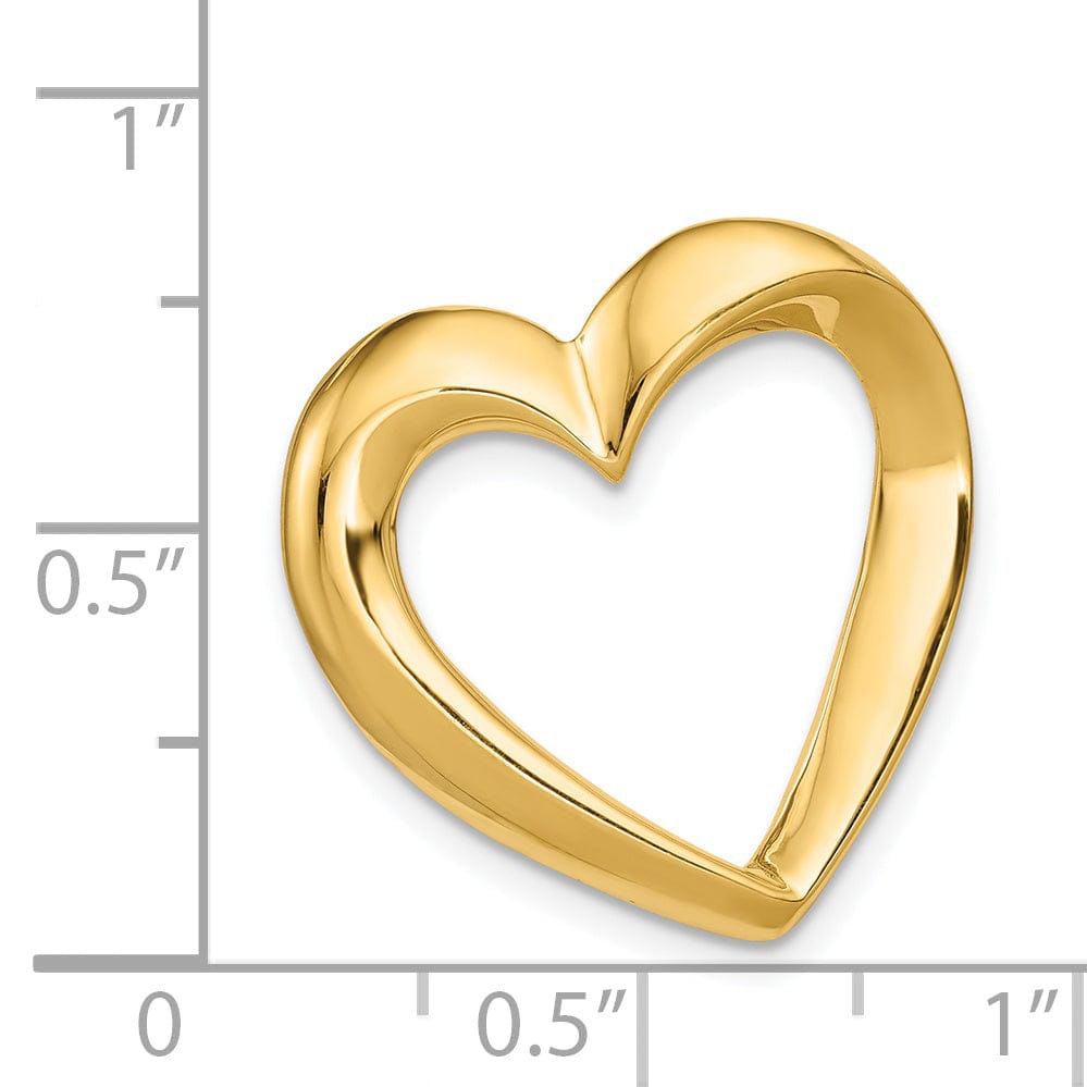 14k Yellow Gold Heart Shape Design Omega Slide Pendant