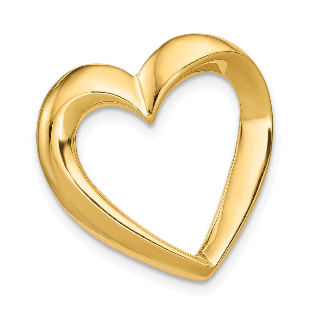 14k Yellow Gold Heart Shape Design Omega Slide Pendant