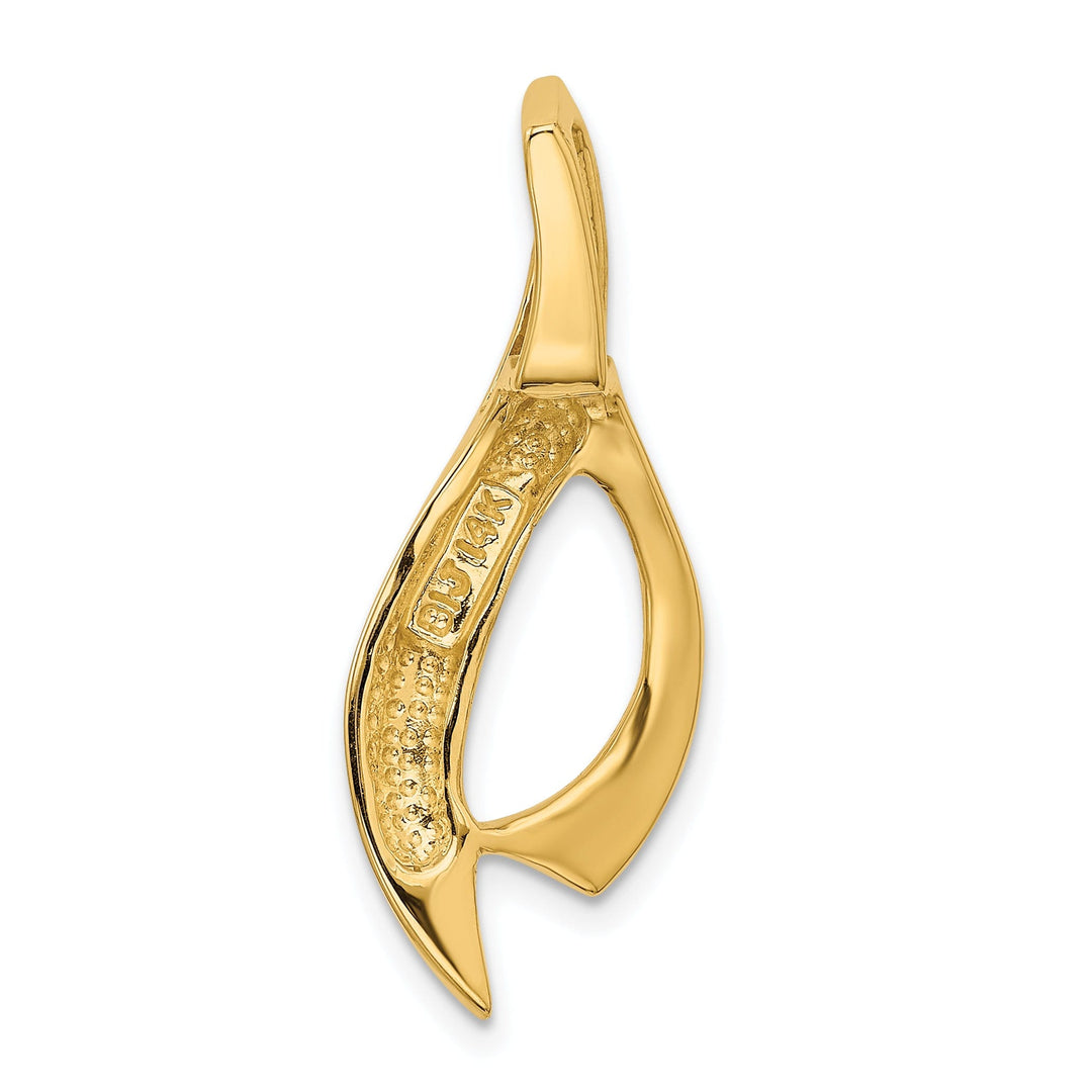 14k Yellow Gold Polished Finish Solid Fancy Design Omega Slide Pendant fits upto 6 mm Omega