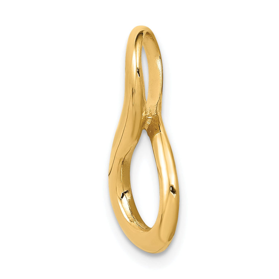 14k Yellow Gold Solid Polished Finish Reversible Swirl Infinity Shape Fancy Omega Slide Pendant fits upto 6 mm Omega