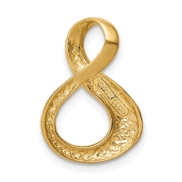 14k Yellow Gold Solid Polished Finish Reversible Swirl Infinity Shape Fancy Omega Slide Pendant fits upto 6 mm Omega