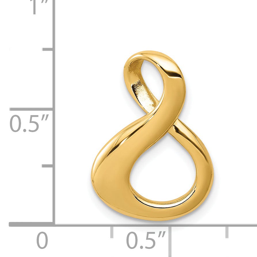 14k Yellow Gold Solid Polished Finish Reversible Swirl Infinity Shape Fancy Omega Slide Pendant fits upto 6 mm Omega