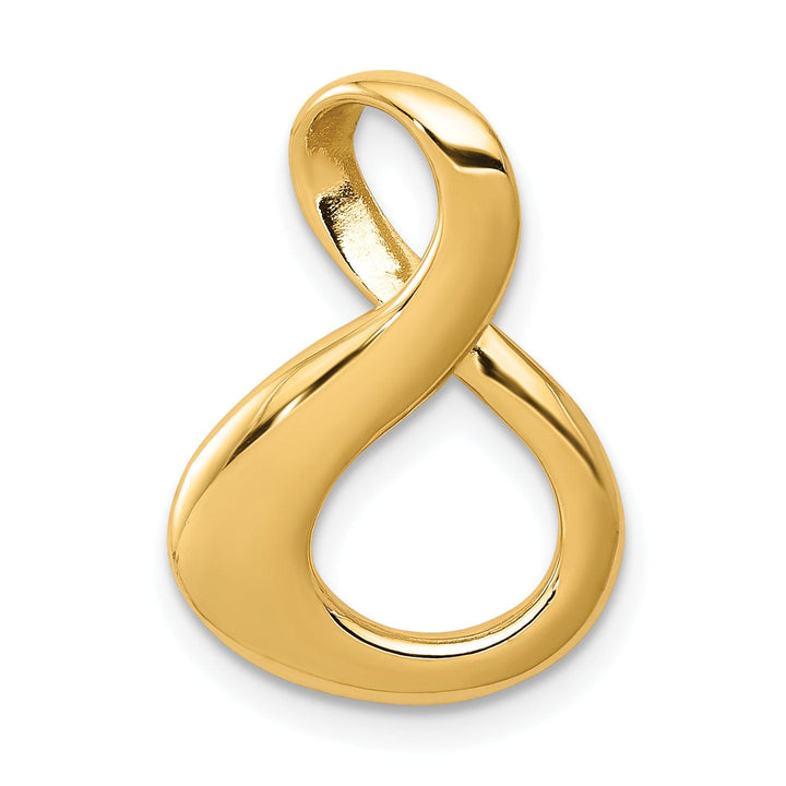 14k Yellow Gold Solid Polished Finish Reversible Swirl Infinity Shape Fancy Omega Slide Pendant fits upto 6 mm Omega